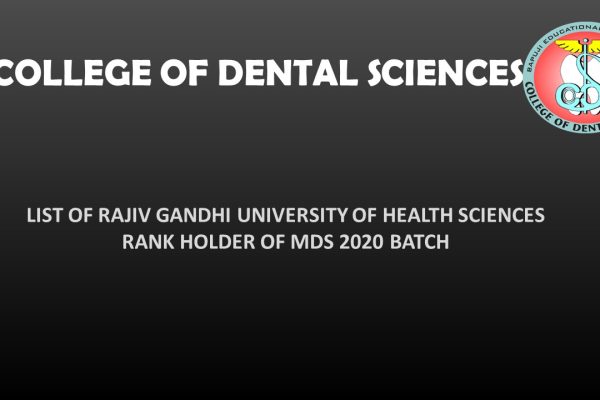 LIST OF RANK HOLDERS OF MDS 2020 BATCH